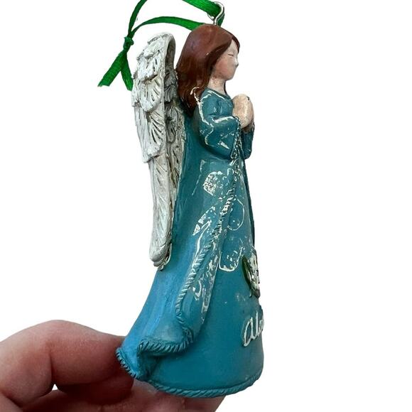 Alaska Angel Christmas Ornament Hand Painted Highlights Forget Me Not Flowers - Picture 3 of 14